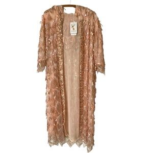 SZTOPFOCUS New with Tags Sequin Cardigan Rose Gold XL Prom Sparkle Maximalist